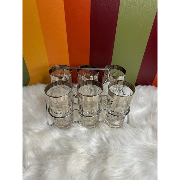 25 year anniversary Drinking Glasses with silver Caddy - 6 Glasses marriage - Picture 2 of 6
